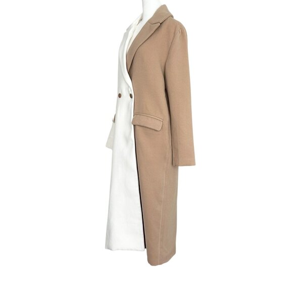 Steve Madden Caroline Two Tone Camel Ivory Long Coat NWT (S) - Picture 5 of 16
